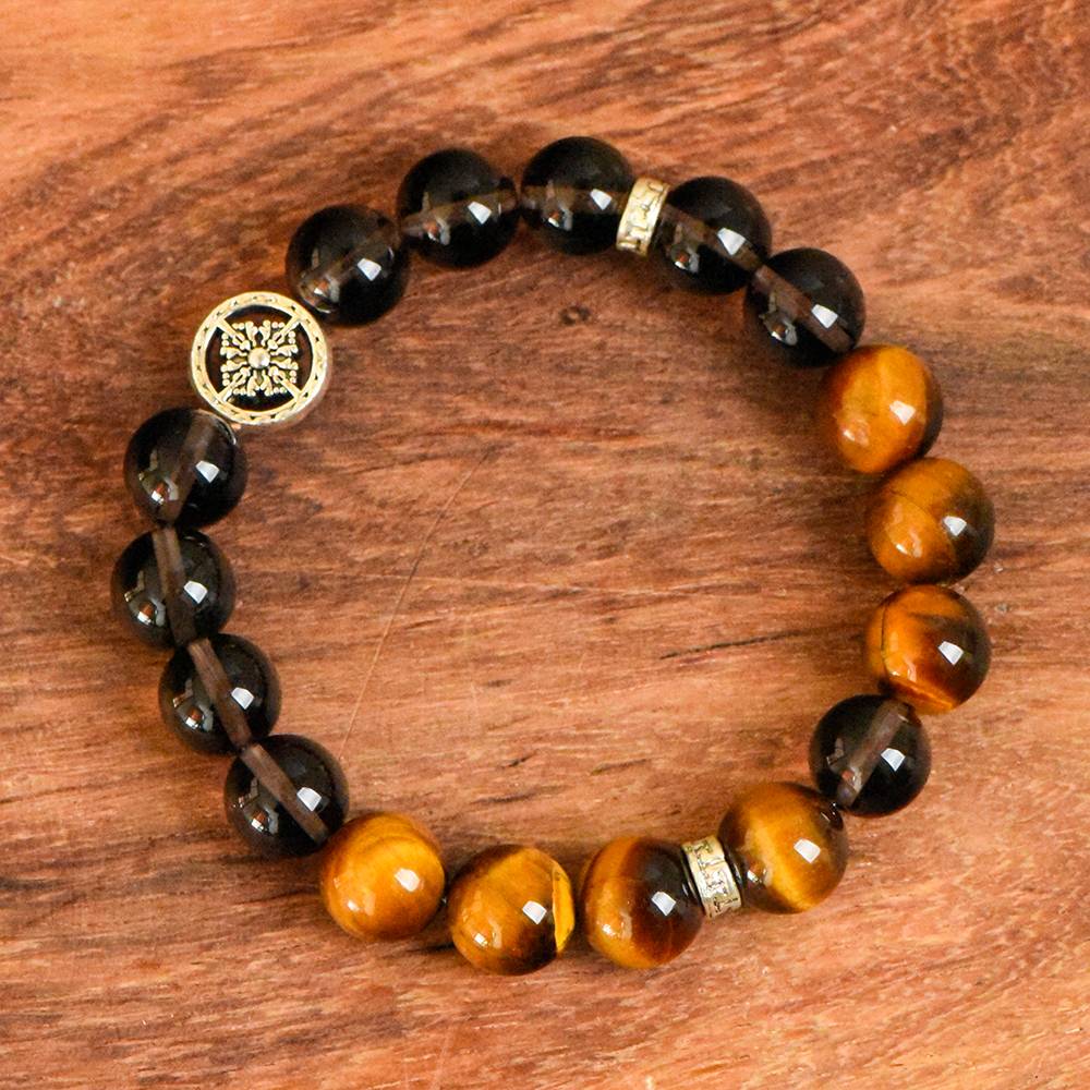 Tea Crystal Yellow Tiger’s Eye Bracelet (For Men)