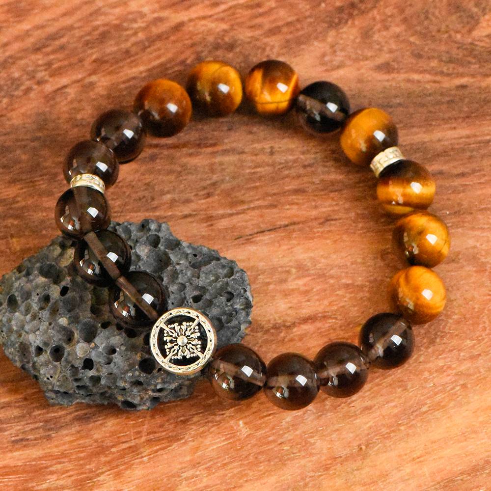 Tea Crystal Yellow Tiger’s Eye Bracelet (For Men)